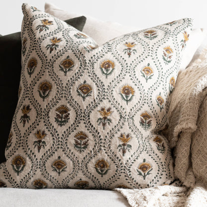 botanical print
block print pillow
hand painted pillow
accent pillow
throw pillow
floral throw pillow