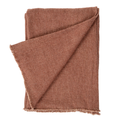 Selena Linen End of Bed Blanket, Brick