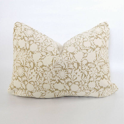 Florence Cotton Pillow in Olive Green